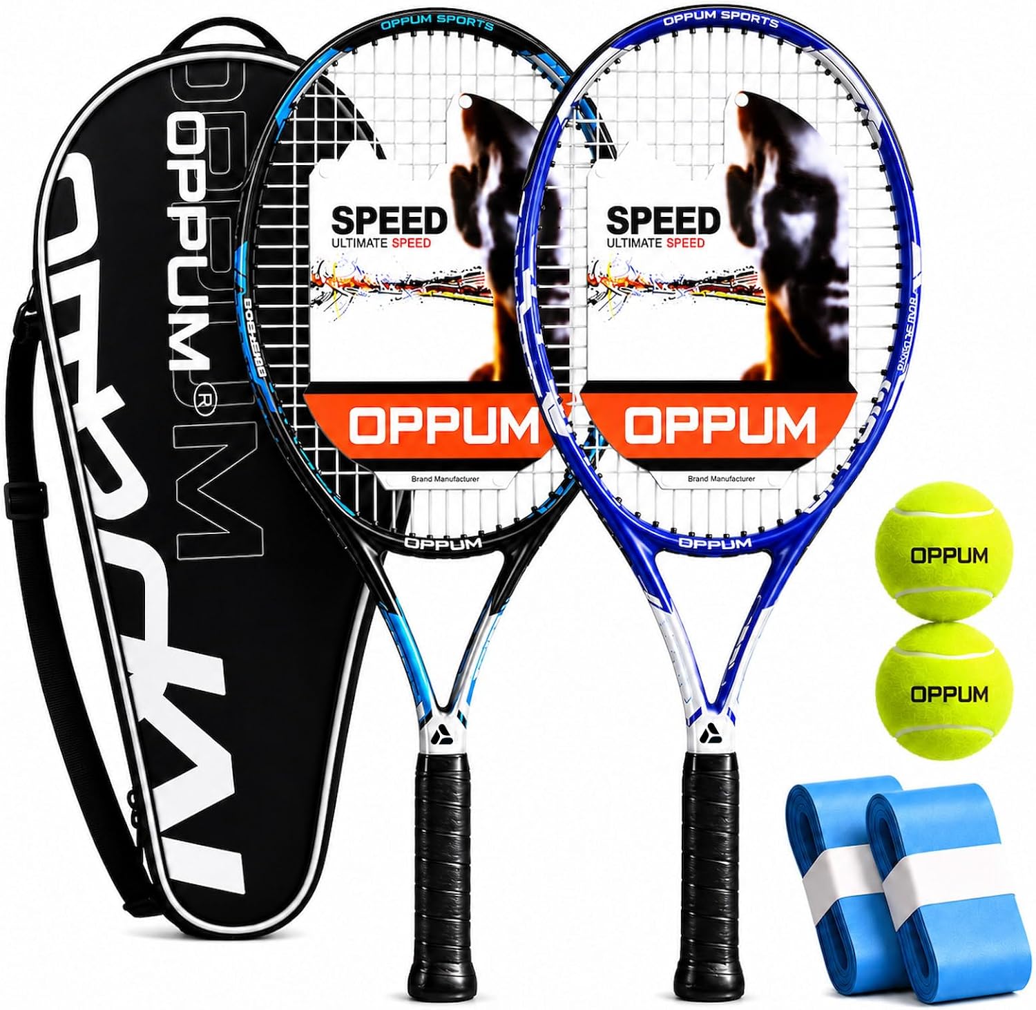 OPPUM adult tennis racket set from the linked Amazon listing